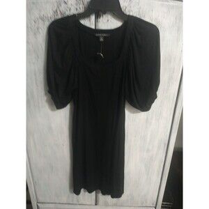 Banana Republic Puff Sleeve Dress Black Xs Boho Cozy Classic